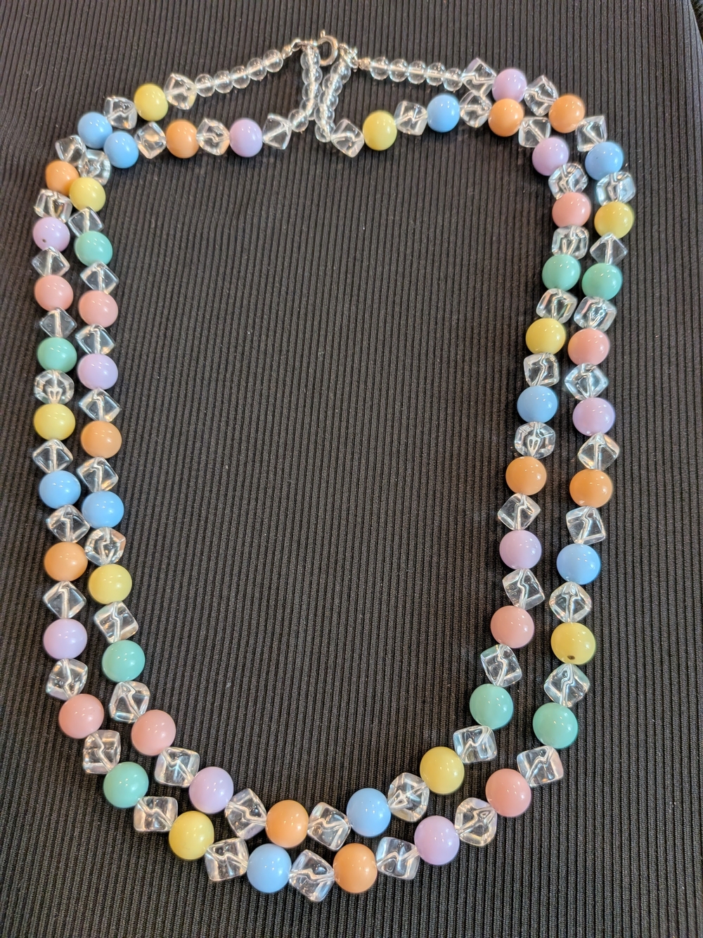 B#4: Pastel Multi-Strand Beaded Necklace13" - Brand Unspecified
